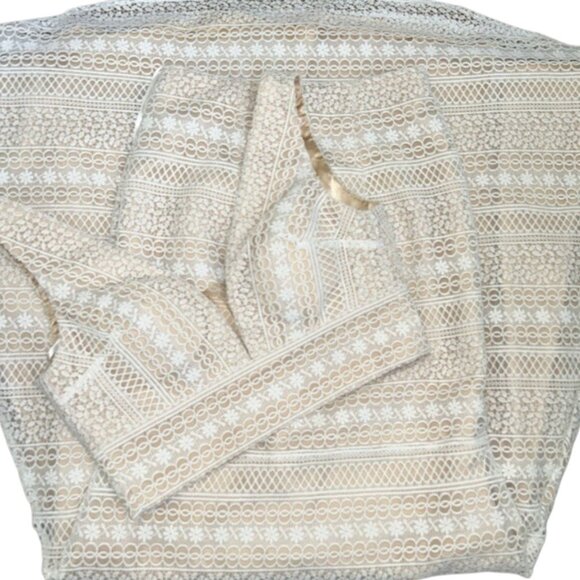 La Femme White Nude Lace Two Piece Formal Gown Dress Size 2 Designer - Picture 10 of 16